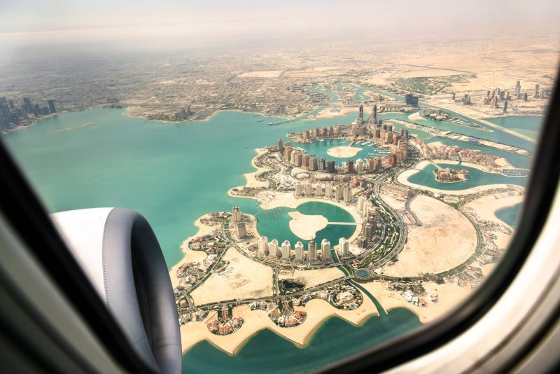Katar'ın başkenti Doha'nın havadan görüntüsü - Katar parsiyel hizmeti